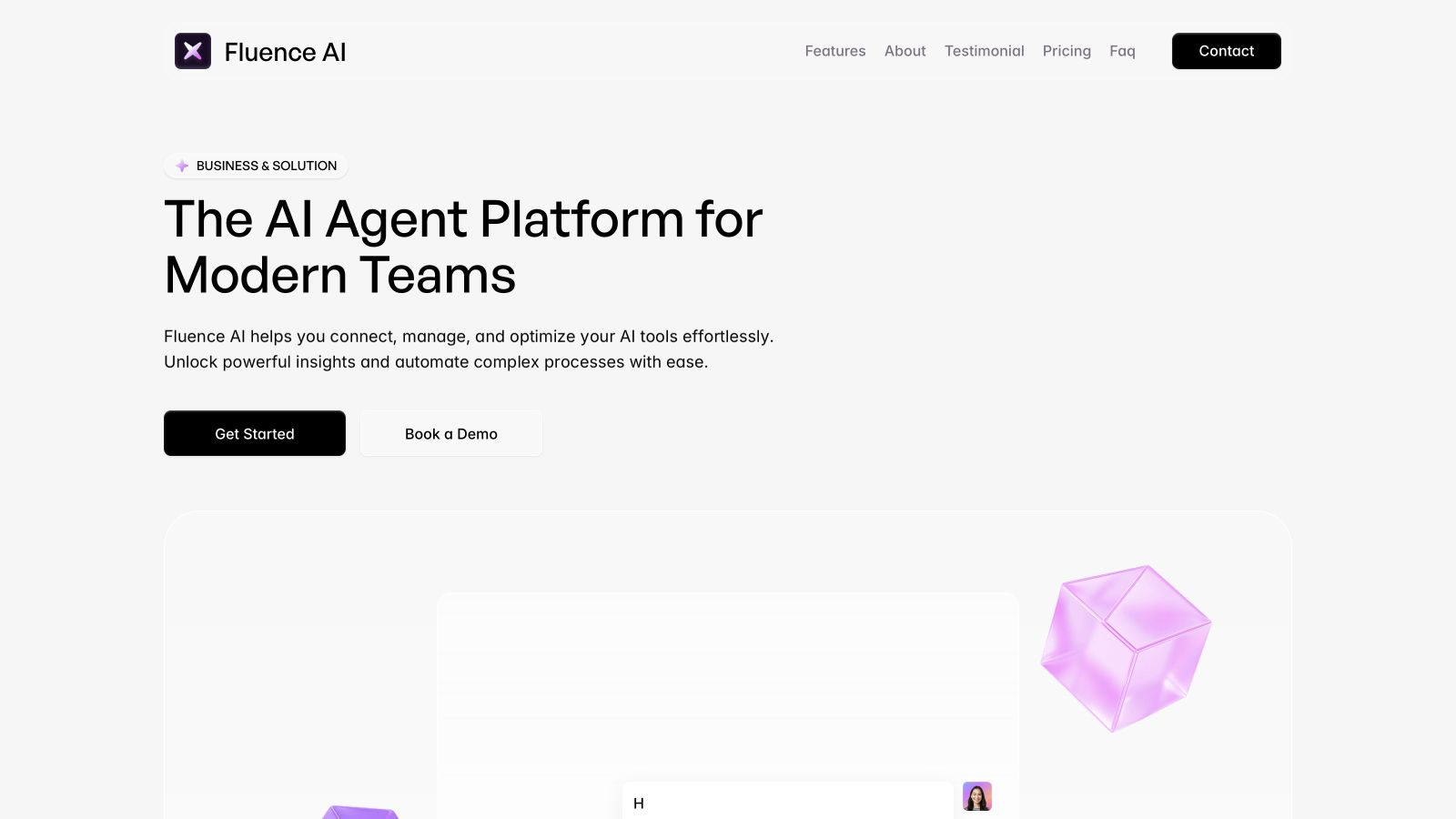 Fluence landing page preview